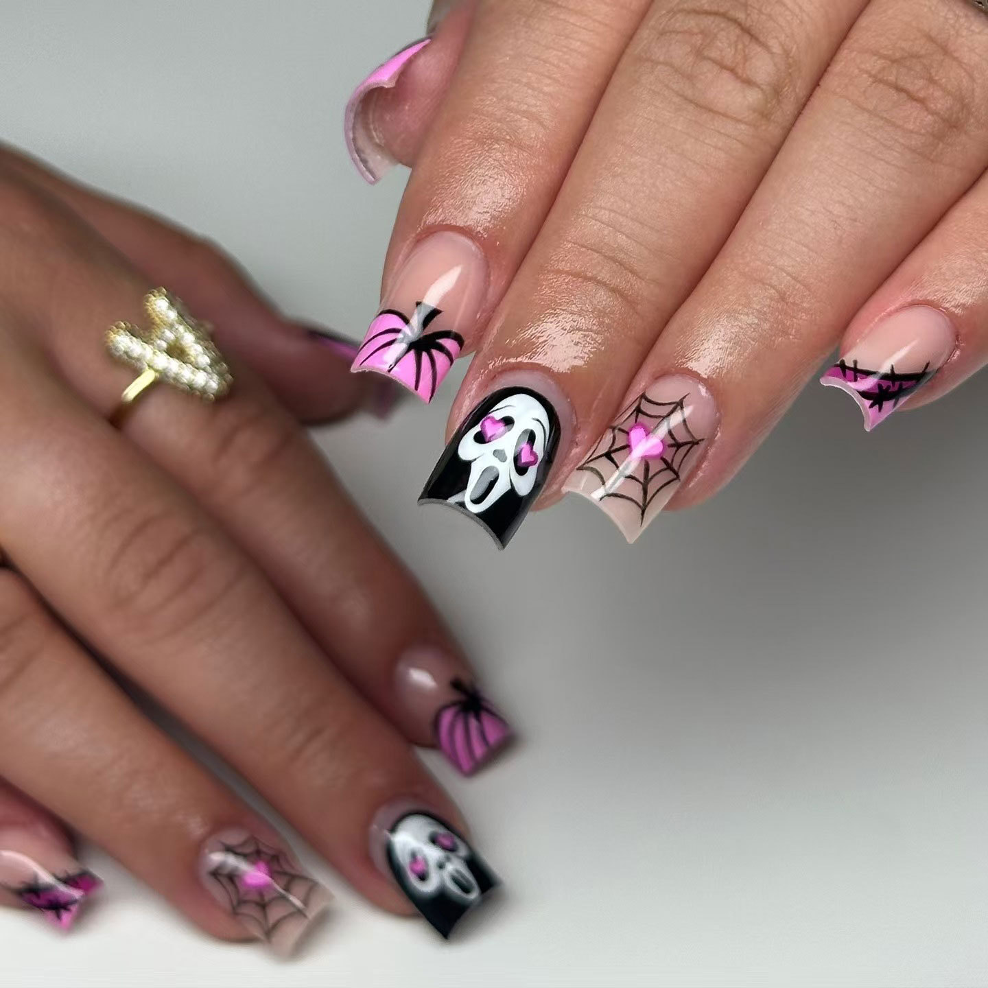 Nail Art Gothic - 24 szt. Długie kwadratowe sztuczne paznokcie,